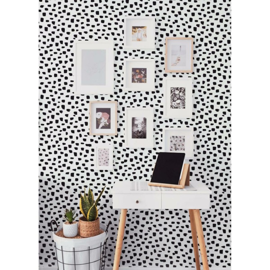 Wall Decor * | The Latest Fashion Nextwall Cosmic Black Speckled Dot Peel And Stick Wallpaper