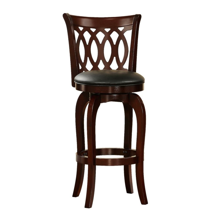 Furniture * | Cheap 29 Cherry Swivel And Scroll-Back Counter Height Chair