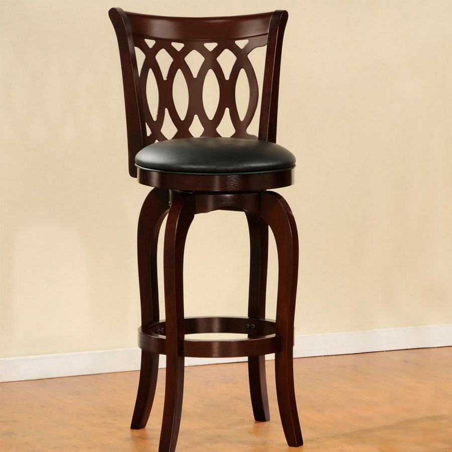 Furniture * | Cheap 29 Cherry Swivel And Scroll-Back Counter Height Chair