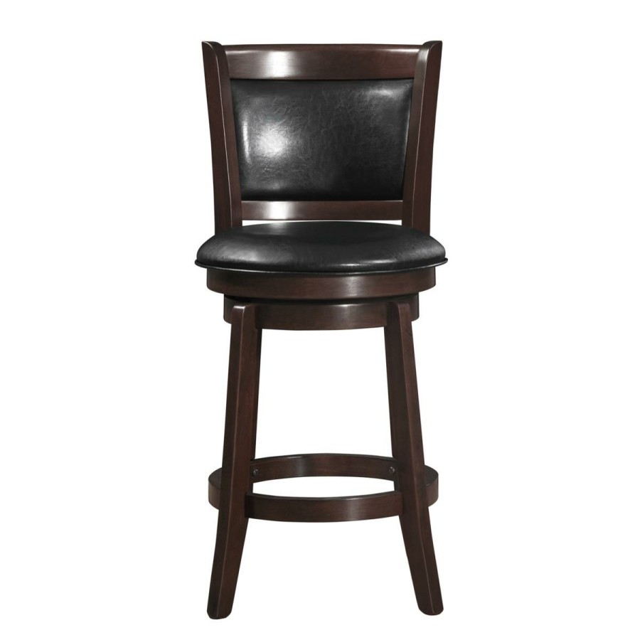 Furniture * | Top Selling 24 Cherry Swivel And Padded-Back Counter-Height Chair