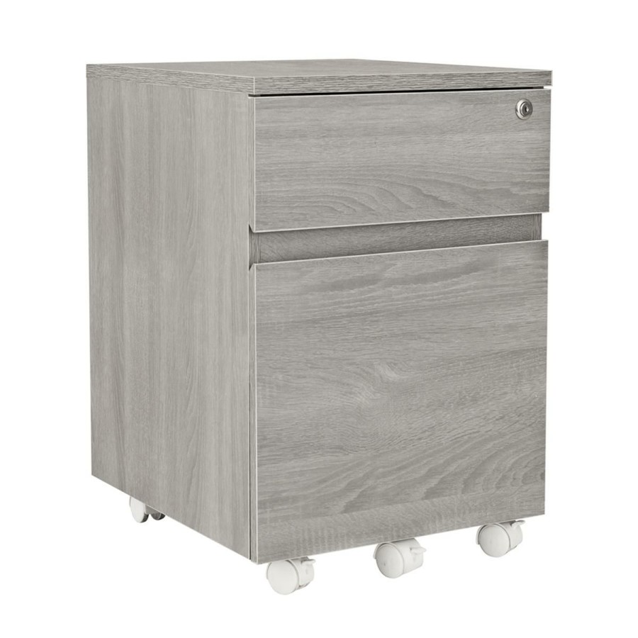 Furniture * | Discount Store Techni Mobili 2 Drawer Rolling Filing Cabinet With Storage Grey