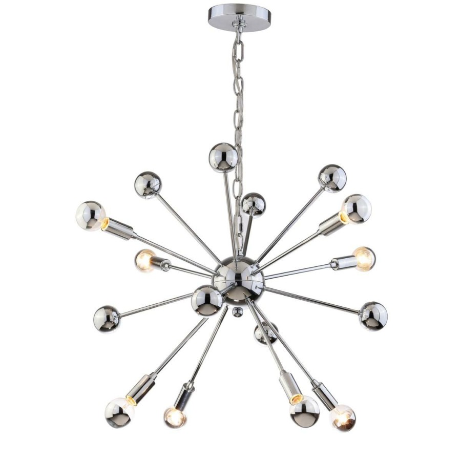 Ceiling Lighting * | Jonathan Y Chrome Glenn 22.5 8-Light Metal Sputnik-Style Chandelier On Sale