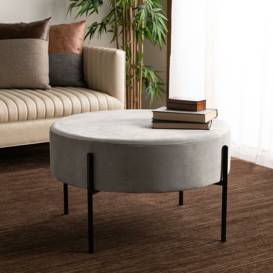 Furniture * | Safavieh Lisbon Round Cocktail Ottoman Quality Guarantee