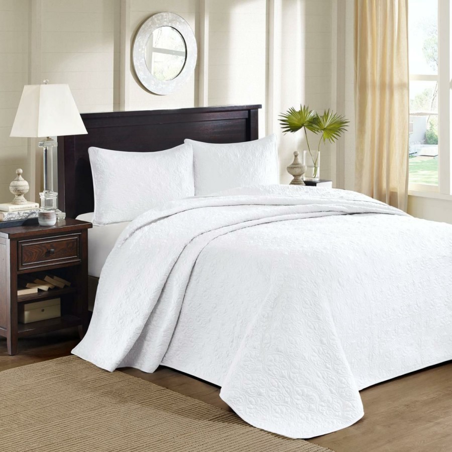 Quilts & Bedspreads * | Offering Discounts Madison Park Quebec White Quilted Bedspread Set White