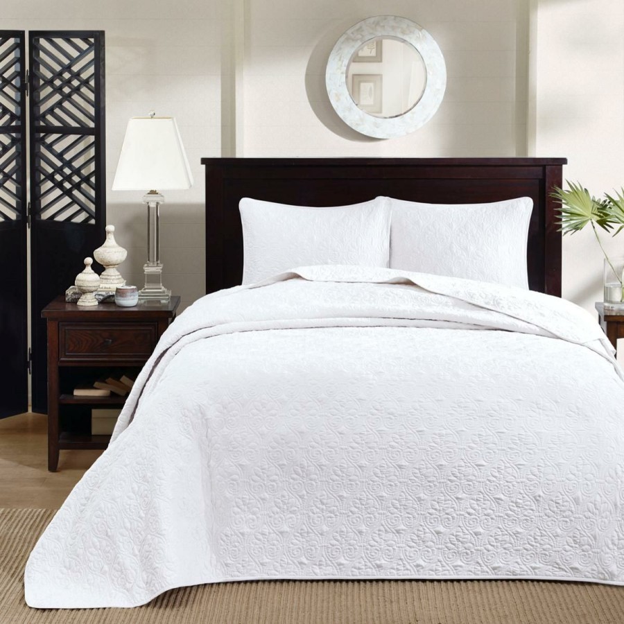 Quilts & Bedspreads * | Offering Discounts Madison Park Quebec White Quilted Bedspread Set White