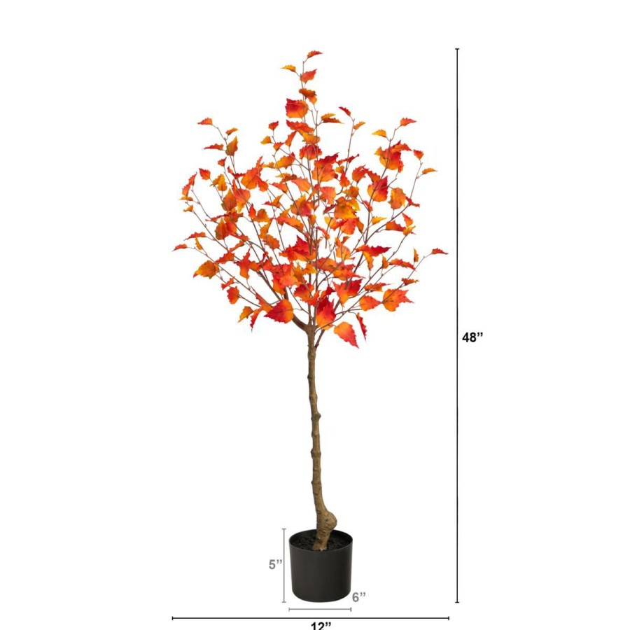 Holiday * | 4' Fall Birch Artificial Autumn Tree Original Model