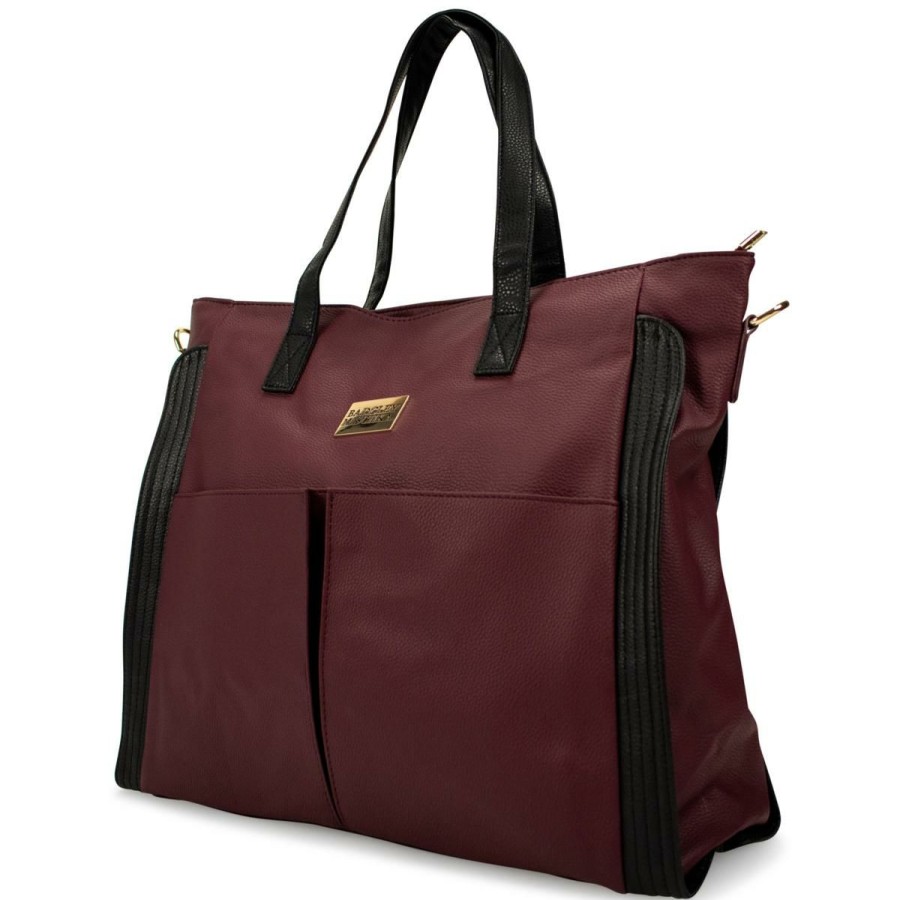 Luggage & Travel Accessories * | Badgley Mischka Rose Vegan Leather Travel Tote Weekender Bag At The Best Price Burgundy