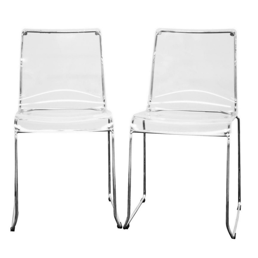 Furniture * | Limit Offer Transparent Acrylic Dining Chairs Set Of 2