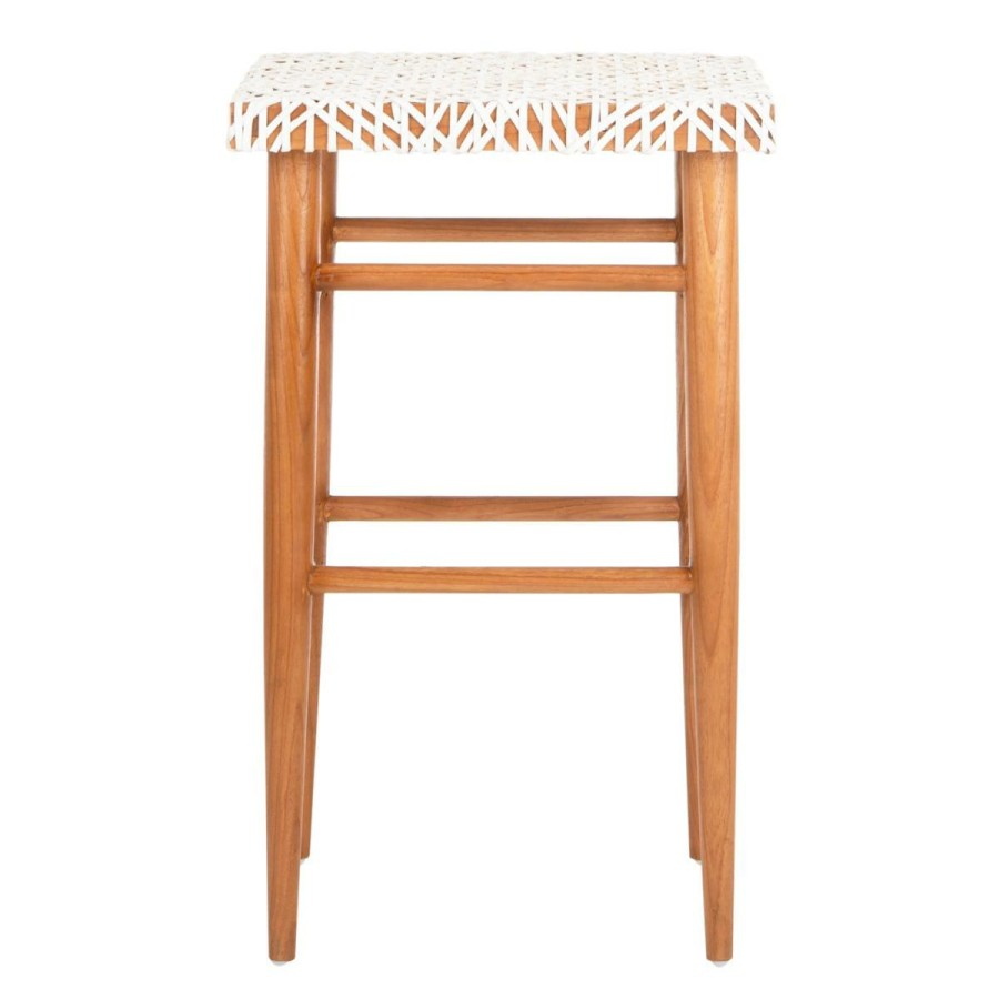 Furniture * | The Latest Fashion Safavieh Kaleo Woven Leather Bar Stool White