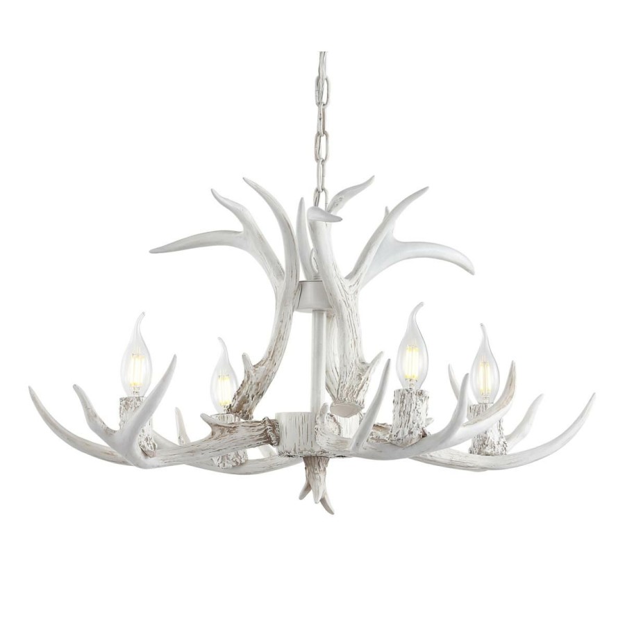 Ceiling Lighting * | Jonathan Y Eldora 26 Adjustable Resin Antler 4-Light Led Chandelier Online Discount White