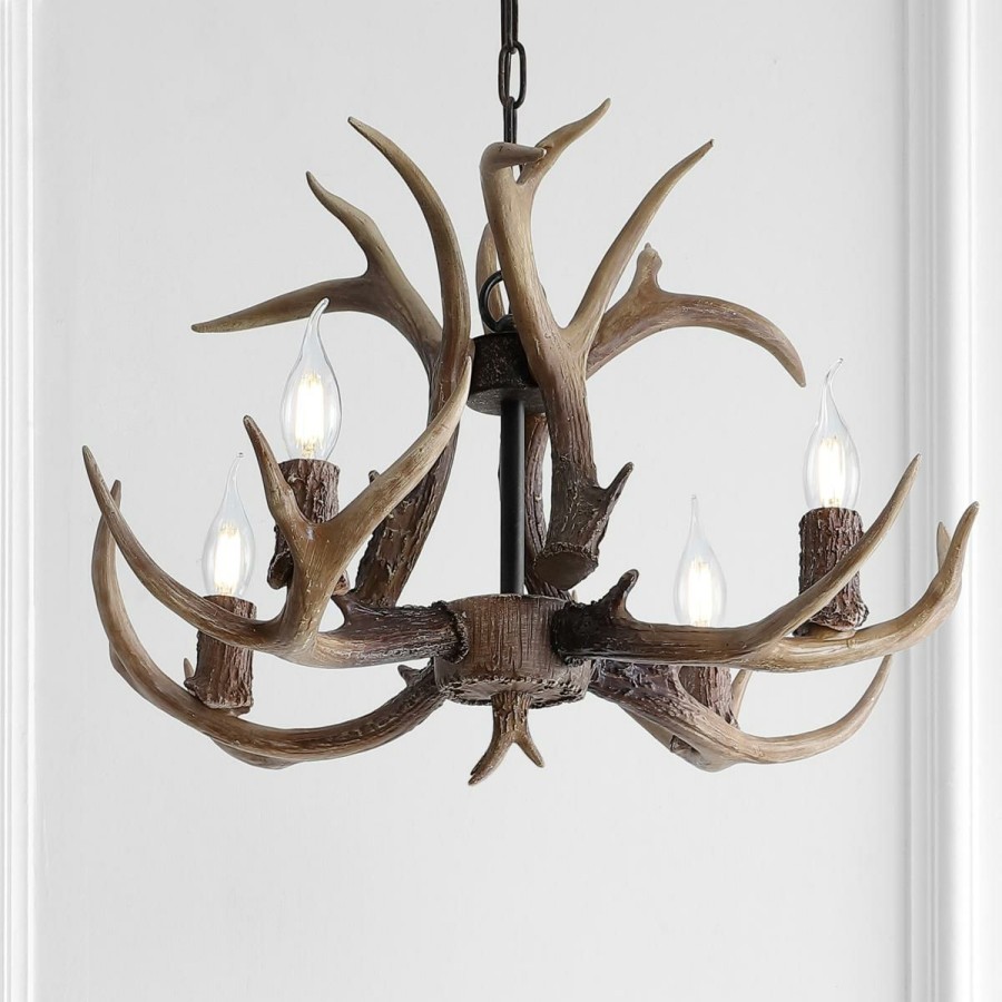 Ceiling Lighting * | Jonathan Y Eldora 26 Adjustable Resin Antler 4-Light Led Chandelier Online Discount White