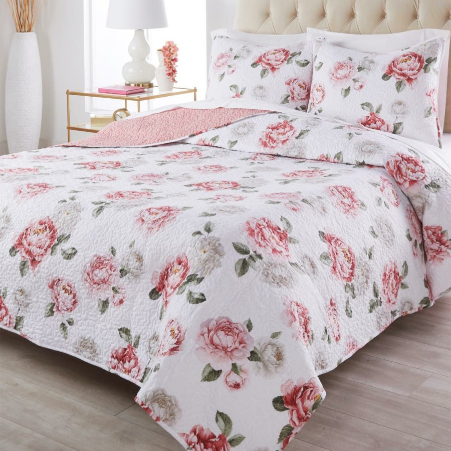 Quilts & Bedspreads * | Excellent "As Is" Cottage Collection 100% Cotton Floral Printed Quilt Set