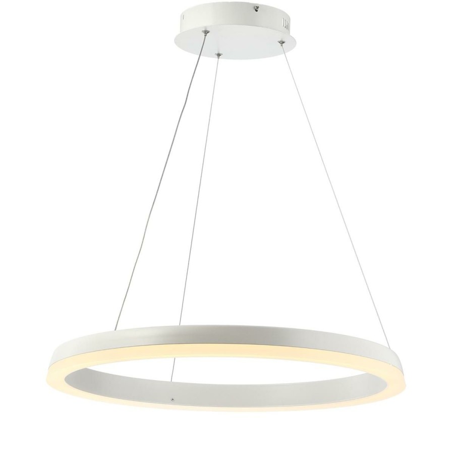 Ceiling Lighting * | Jonathan Y Matte White Baxter 23.5 Integrated Led Metal Hoop Pendant Sells Cheap