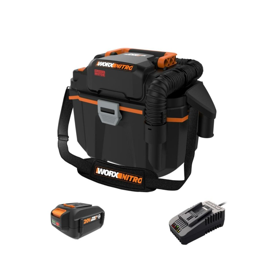 Home Improvement * | Worx Power Share 20V 3-Gallon All In One Wet Or Dry Vac Typical Style