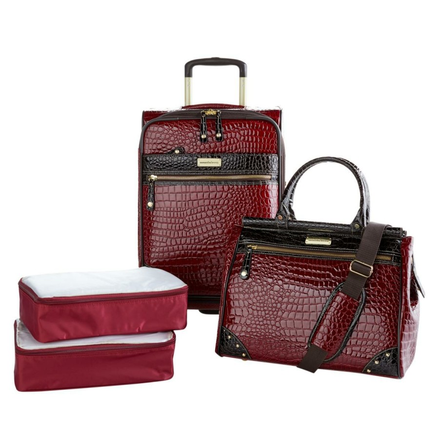 Luggage & Travel Accessories * | Samantha Brown Croco Embossed Luggage 4-Piece Set Sells Cheap