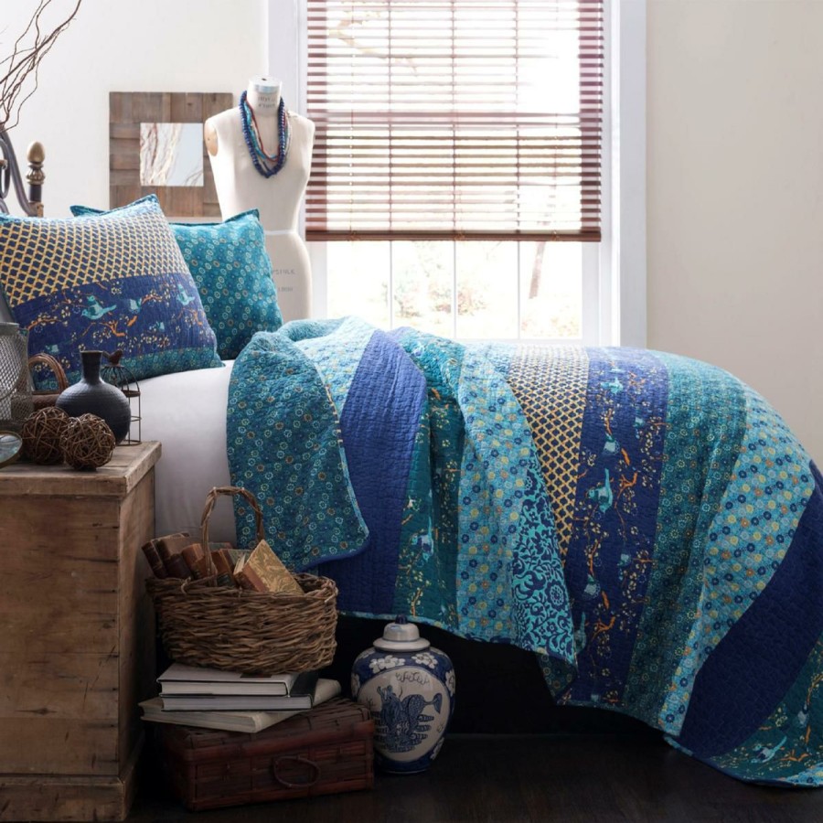 Quilts & Bedspreads * | Glamor Model Lush Decor Royal Empire Quilt Peacock3Pc Set Full/Queen