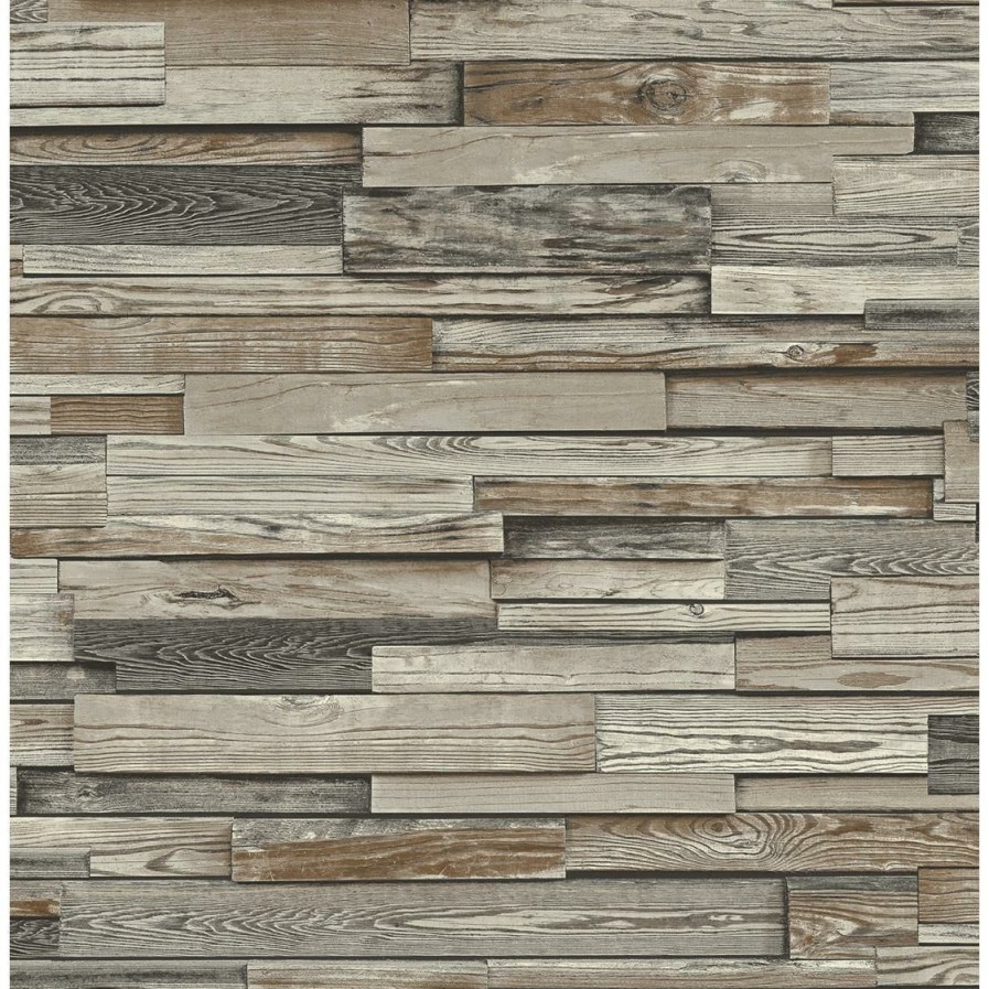 Wall Decor * | Cheap Nextwall Reclaimed Faux Wood Plank Peel And Stick Wallpaper Carob