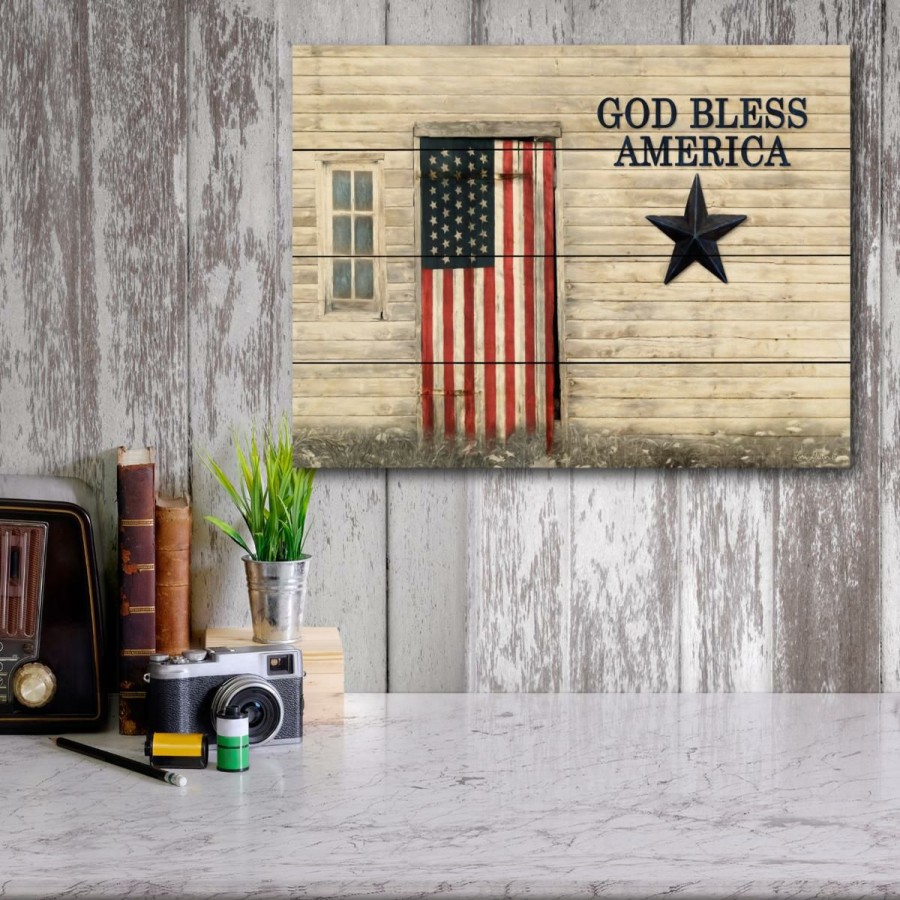 Holiday * | Cut Price Courtside Market God Bless American Flag Wood Pallet 12 X 16