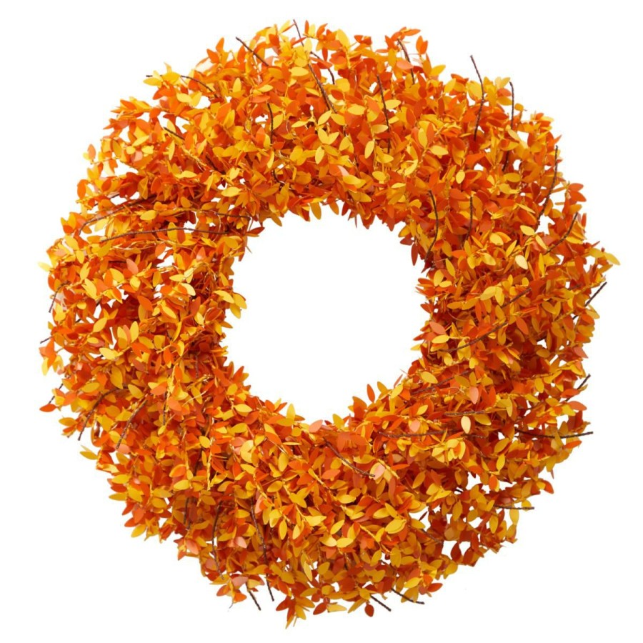 Holiday * | Nearly Natural 24" Harvest Fall Pre-Lit Wreath With 100 Micro-Dot Led Online Discount