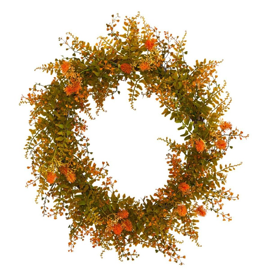 Holiday * | 21 In. Autumn Fern Artificial Wreath Attractive Model