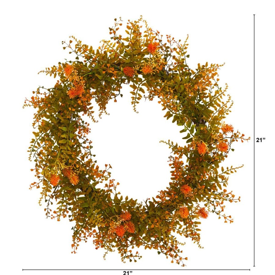 Holiday * | 21 In. Autumn Fern Artificial Wreath Attractive Model