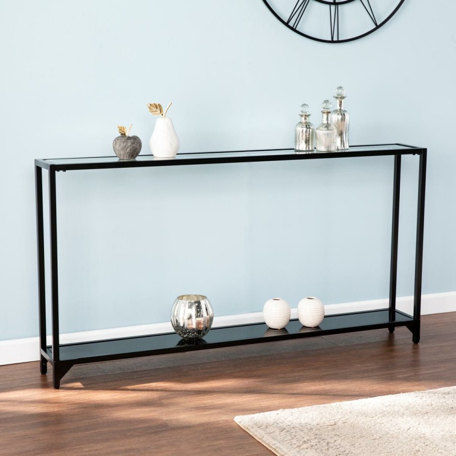 Furniture * | Southern Enterprises Stace Narrow Metal Console Table Black Good Quality