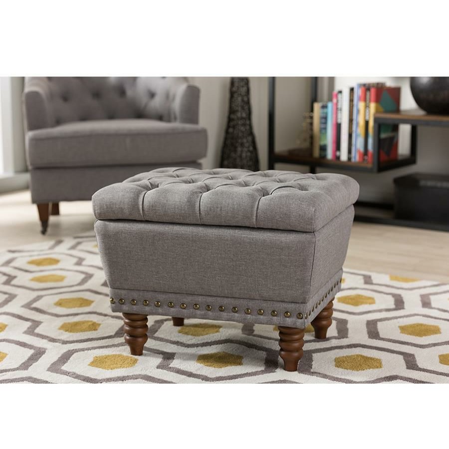 Furniture * | Annabelle Fabric Upholstered Button-Tufted Storage Ottoman Exclusive Design