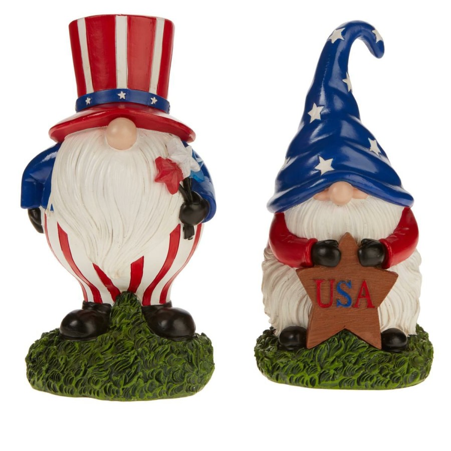 Holiday * | Limit Offer Bloom Lane Illuminated Americana Gnomes With 4-Hour Timer Set Of 2