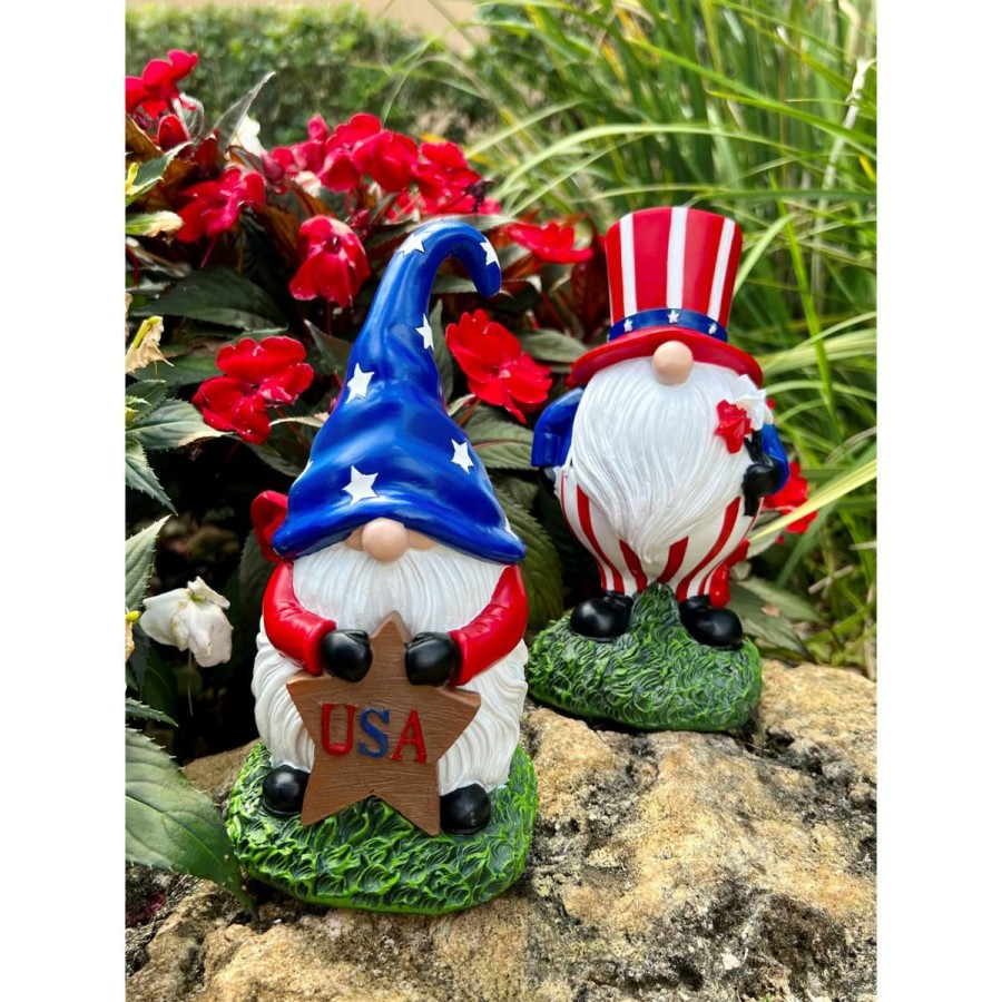 Holiday * | Limit Offer Bloom Lane Illuminated Americana Gnomes With 4-Hour Timer Set Of 2