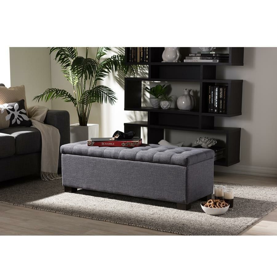 Furniture * | Roanoke Fabric Upholstered Grid-Tufting Storage Ottoman Bench Online Discount