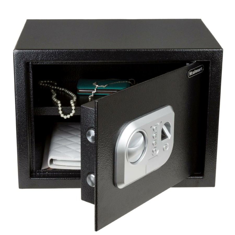 Home Improvement * | Stalwart Fingerprint And Digital Steel Safe Black Good Quality