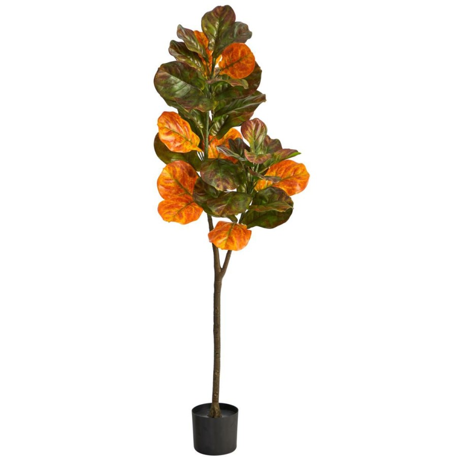 Holiday * | 4.5' Autumn Fiddle Leaf Artificial Fall Tree Simple Drawing