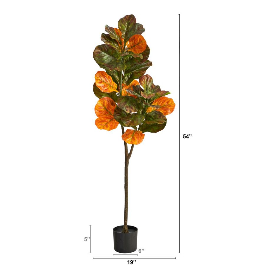 Holiday * | 4.5' Autumn Fiddle Leaf Artificial Fall Tree Simple Drawing