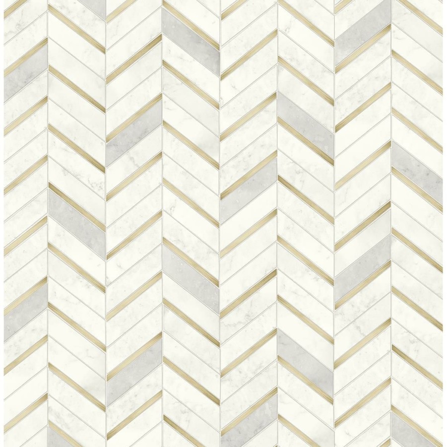 Wall Decor * | Limit Offer Nextwall Chevron Marble Faux Tile Peel And Stick Wallpaper