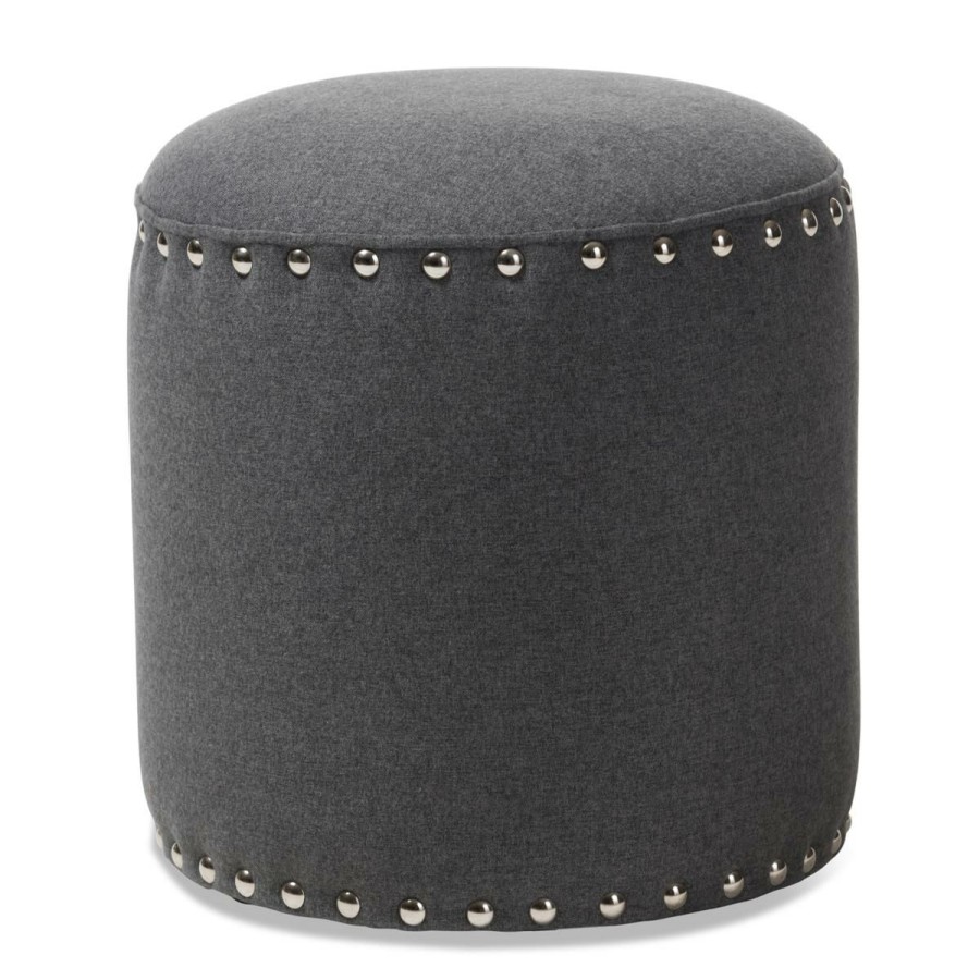 Furniture * | Cut Price Wholesale Interiors Rosine Fabric Upholstered Nail Trim Ottoman