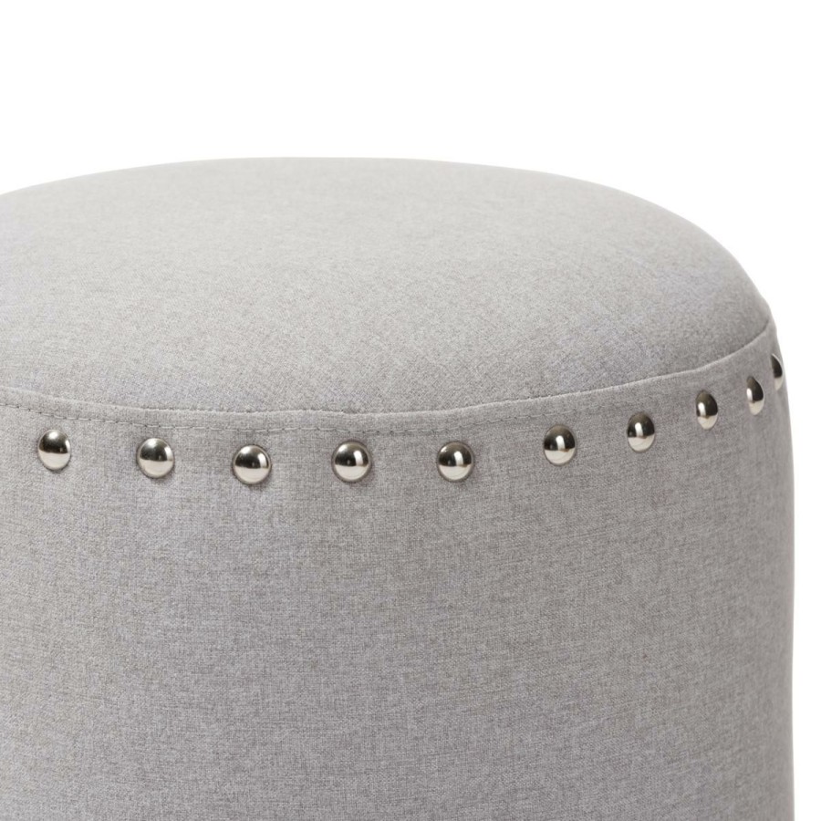 Furniture * | Cut Price Wholesale Interiors Rosine Fabric Upholstered Nail Trim Ottoman