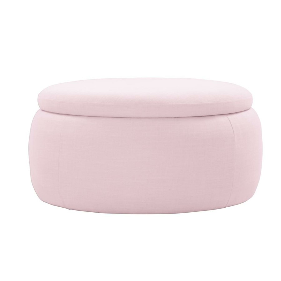 Furniture * | Offering Discounts Shabby Chic Lilyann Upholstered Linen Cocktail Ottoman