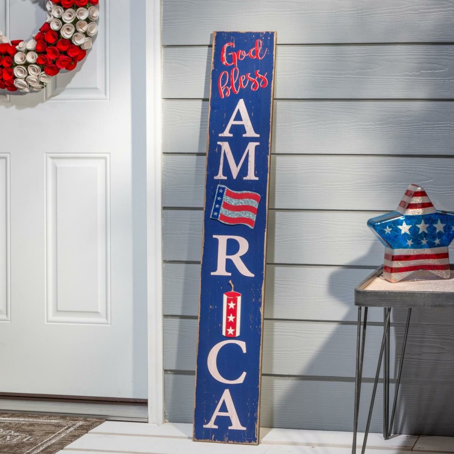 Wall Decor * | Gerson 47 Antiqued Wooden Patriotic Wall Hangings Set Of 2 At The Best Price