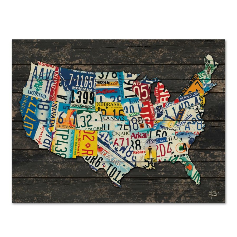 Holiday * | High Quality Courtside Market Usa License Plate Map Wood Pallet 12 X 16