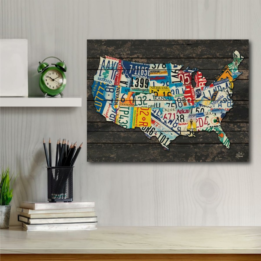 Holiday * | High Quality Courtside Market Usa License Plate Map Wood Pallet 12 X 16