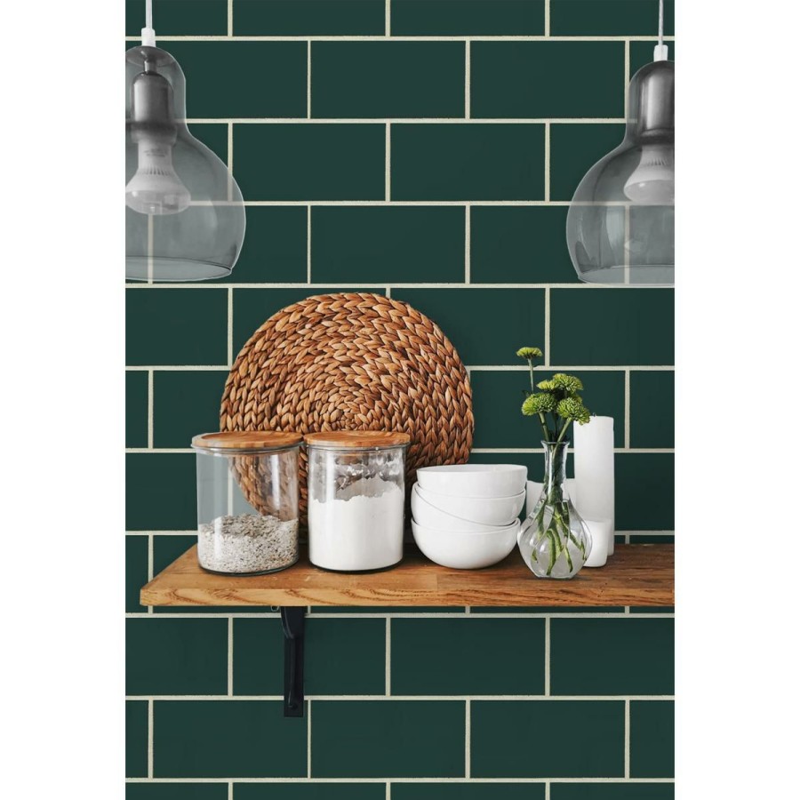 Wall Decor * | Reduction In Price Nextwall Peel And Stick Wallpaper Retro Subway Tile