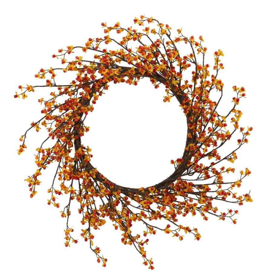 Holiday * | Nearly Natural 24" Sweet Bitter Wreath Sells Cheap