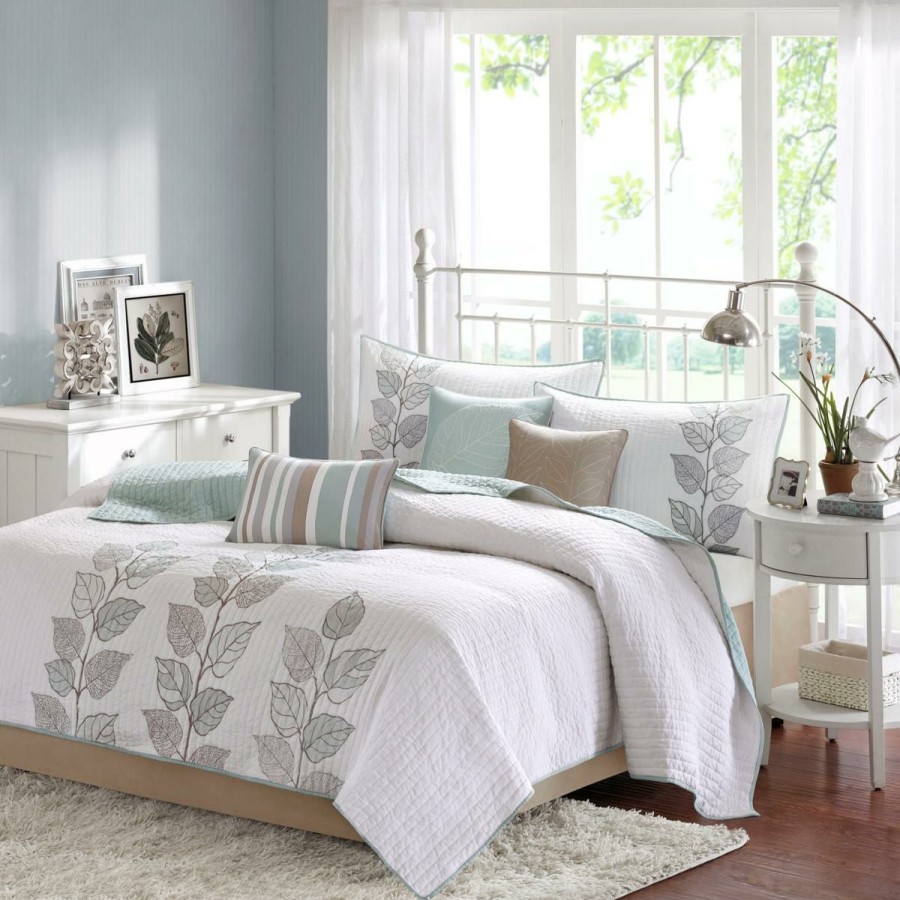 Quilts & Bedspreads * | Madison Park Caelie 6-Piece Coverlet Set King/Embroidery Blue Attractive Model