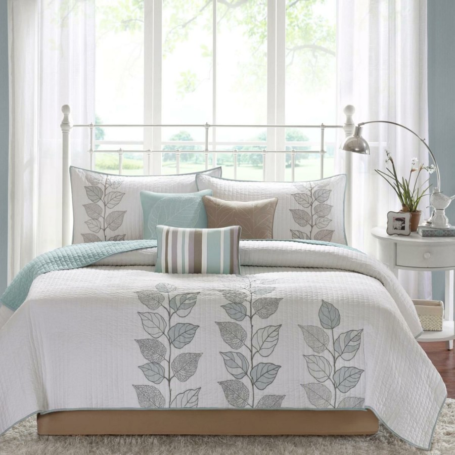 Quilts & Bedspreads * | Madison Park Caelie 6-Piece Coverlet Set King/Embroidery Blue Attractive Model