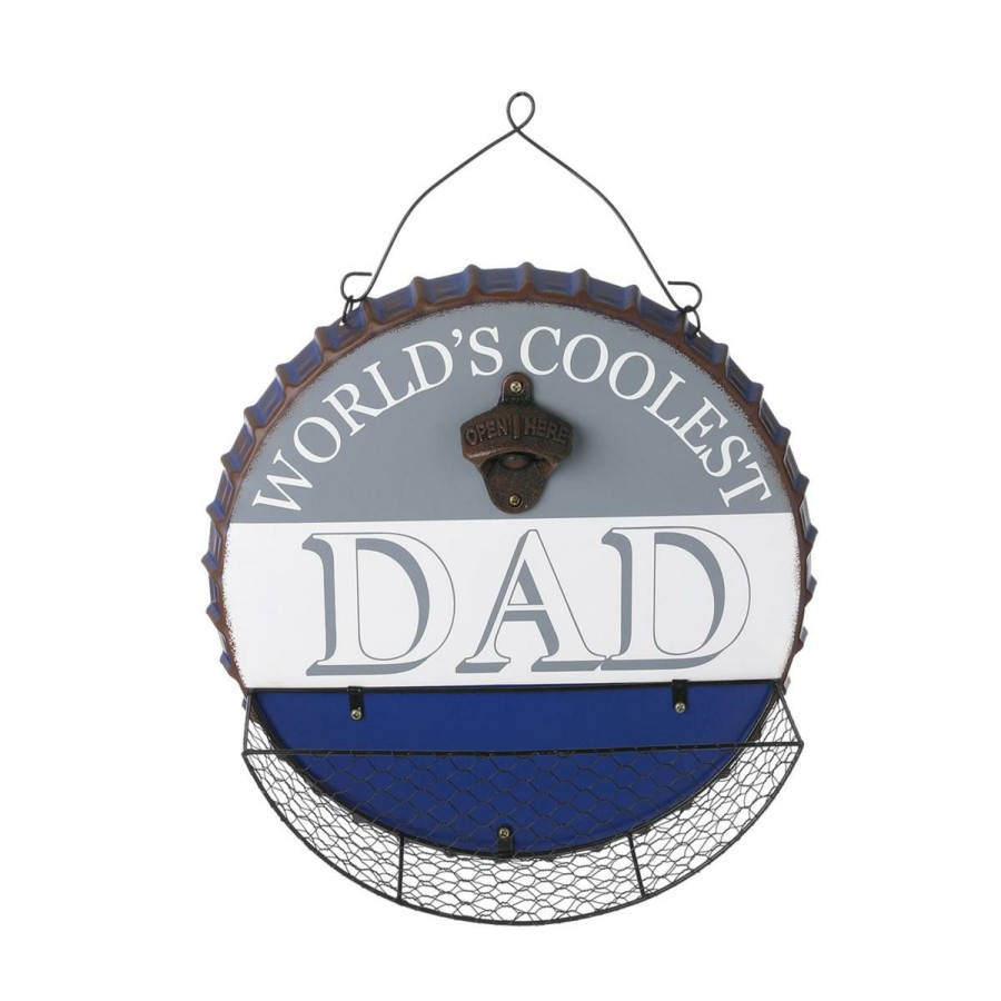 Wall Decor * | Outlet Glitzhome 13 Father'S Day Metal Bottle Cap Wall Sign