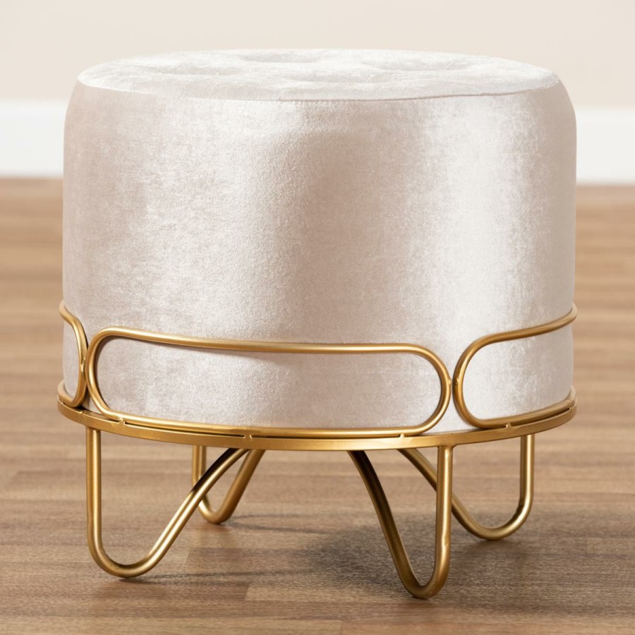 Furniture * | Cheap Wholesale Interiors Lucienne Velvet Fabric Upholstered Ottoman