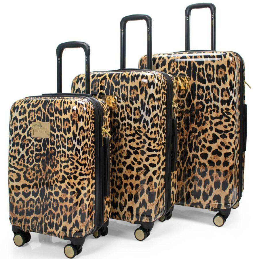 Luggage & Travel Accessories * | Badgley Mischka 3-Piece Expandable Luggage Set Attractive Model Leopard