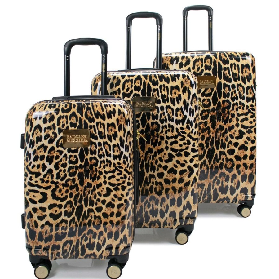 Luggage & Travel Accessories * | Badgley Mischka 3-Piece Expandable Luggage Set Attractive Model Leopard