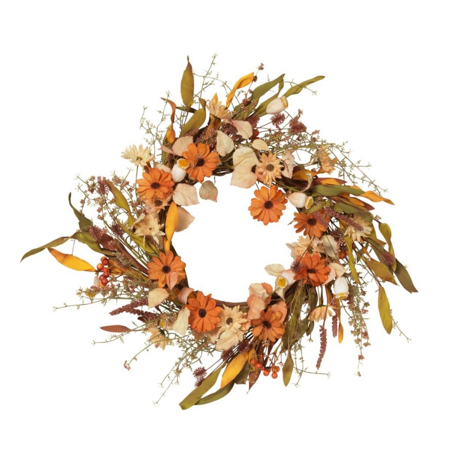 Holiday * | Gerson 22 Diameter Harvest Wreath With Fall Flowers&Berries Attractive Model