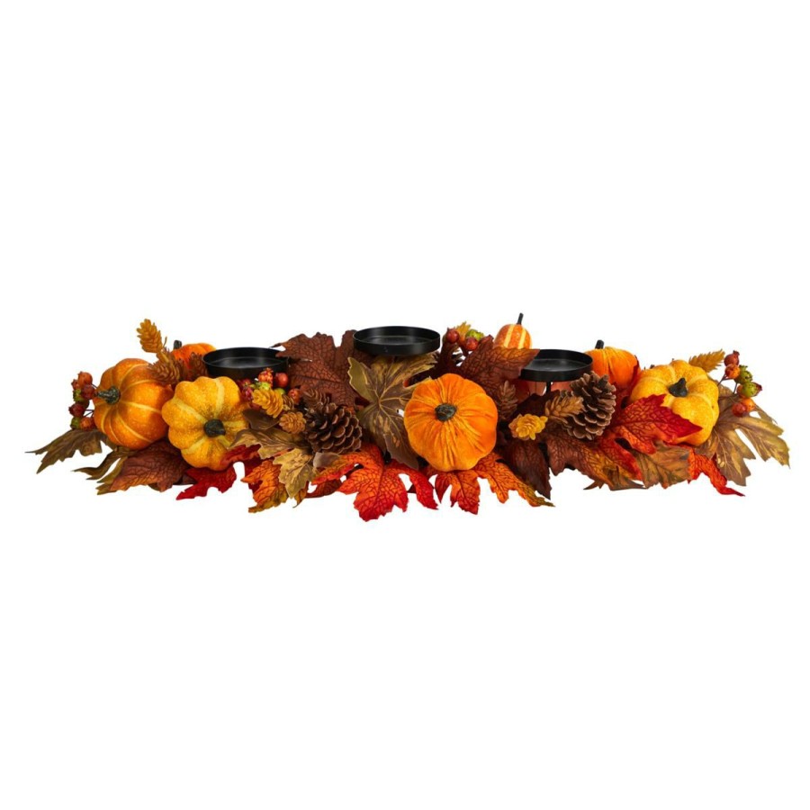 Holiday * | 36"Maple Leaves, Pumpkin And Berries Candelabrum With Discount